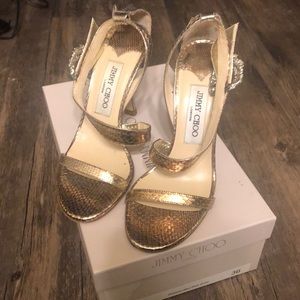 Gold Jimmy Choo Watersnake with Swarovski buckle